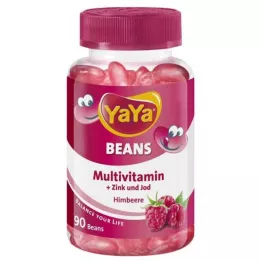 YAYA BEANS Vadelma Sinkkiä ja jodia sisältäviä pureskeltavia päällystettyjä tabletteja, 90 kpl