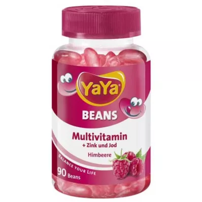 YAYA BEANS Vadelma Sinkkiä ja jodia sisältäviä pureskeltavia päällystettyjä tabletteja, 90 kpl