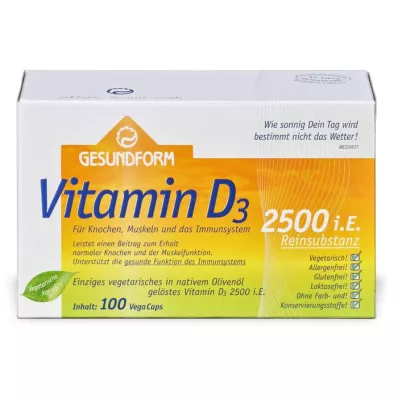 GESUNDFORM D3-vitamiini 2500 I.U. Vega-Caps, 100 kpl