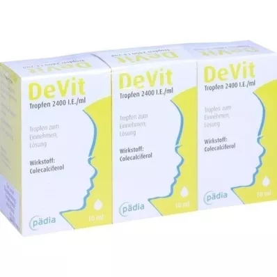 DEVIT Tipat 2400 I.U./ml Suun kautta annettavat tipat, 3X10 ml