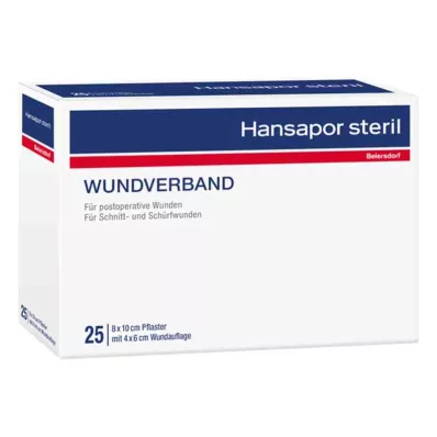 HANSAPOR steriili haavasidos 8x10 cm, 3 kpl