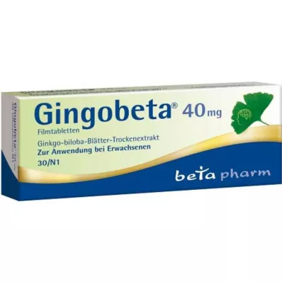 Gingobeta 40 mg kalvopäällysteiset tabletit, 30 kpl Gingobeta 40 mg kalvopäällysteiset tabletit, 30 kpl