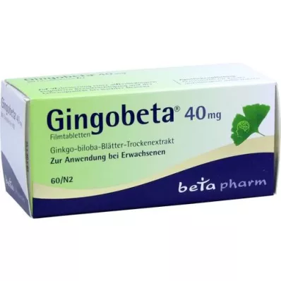 GINGOBETA 40 mg kalvopäällysteiset tabletit, 60 kpl