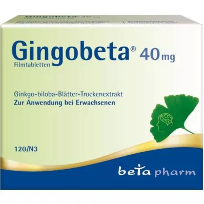 GINGOBETA 40 mg kalvopäällysteiset tabletit, 120 kpl GINGOBETA 40 mg kalvopäällysteiset tabletit, 120 kpl