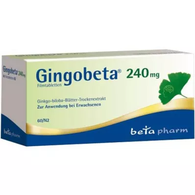 Gingobeta 240 mg kalvopäällysteiset tabletit, 60 kpl Gingobeta 240 mg kalvopäällysteiset tabletit, 60 kpl