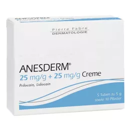 ANESDERM 25 mg/g + 25 mg/g voidetta + 10 laastaria, 5X5 g