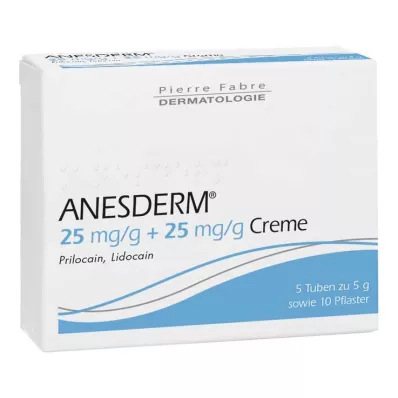 ANESDERM 25 mg/g + 25 mg/g voide + laastari, 5x5 g ANESDERM 25 mg/g + 25 mg/g voide + laastari, 5x5 g
