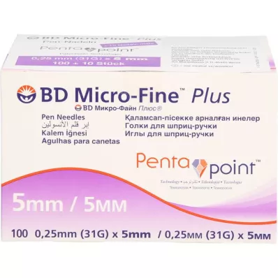 BD MICRO-FINE+ 5 kynäneulaa 0,25x5 mm 31 G, 100 kpl