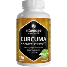 CURCUMA+PIPERIN+Vegaaniset C-vitamiinikapselit, 120 kpl