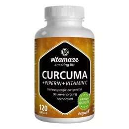 CURCUMA+PIPERIN+Vegaaniset C-vitamiinikapselit, 120 kpl