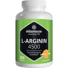 L-ARGININ HOCHDOSIERT 4 500 mg kapselit, 360 kpl