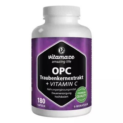 OPC Suuriannoksinen rypäleensiemenuute + C-vitamiinikapselit, 180 kpl
