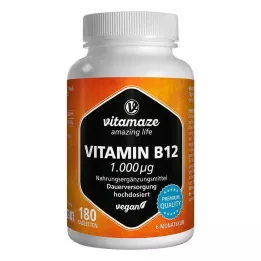 VITAMIN B12 1000 µg korkea-annoksiset vegaanitabletit, 180 kpl