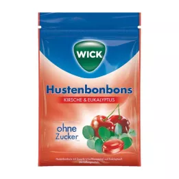 WICK Villikirsikka & Eukalyptusmakeiset ilman sokeripussia, 72 g