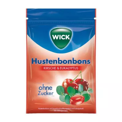 WICK Villikirsikka &amp; Eukalyptusmakeiset ilman sokeripussia, 72 g