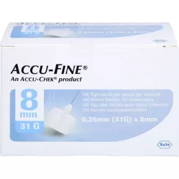 ACCU FINE steriilit neulat insuliinikyniä varten 8 mm 31 G, 100 kpl