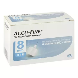 ACCU FINE steriilit neulat insuliinikyniä varten 8 mm 31 G, 100 kpl