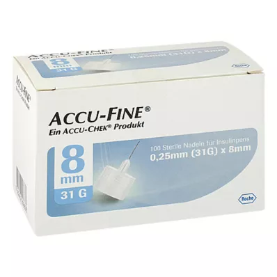 ACCU FINE steriilit neulat insuliinikyniä varten 8 mm 31 G, 100 kpl