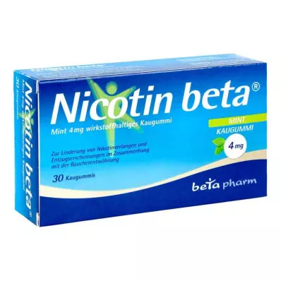 NICOTIN beta Mint 4 mg vaikuttava aine purukumi, 30 kpl
