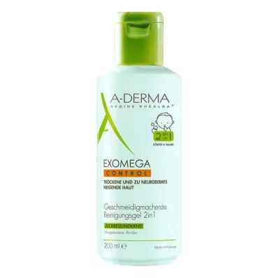 A-DERMA EXOMEGA CONTROL Puhdistusgeeli 2in1, 200 ml
