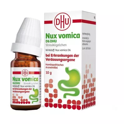 Nux vomica D6 DHU -pallot ruoansulatuselinten sairauksiin, 10 g Nux vomica D6 DHU -pallot ruoansulatuselinten sairauksiin, 10 g