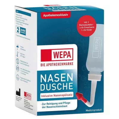 Wepa nenänhuuhtelukannu, 10x2,95 g nenänhuuhtelusuolaa, 1 p