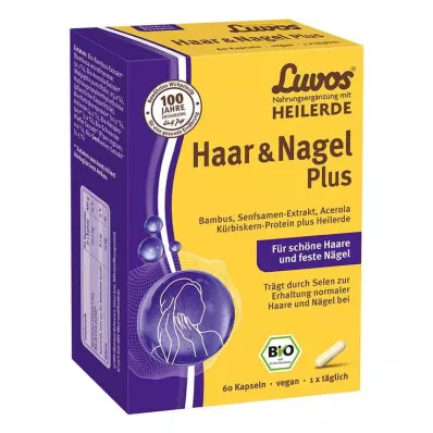 Luvos Healing Clay Organic Hair &amp; Nail Plus kapselit, 60 kpl