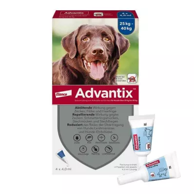 ADVANTIX Spot-on-liuos iholle levitettäväksi koirille 25-40 kg, 4X4,0 ml