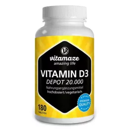 Vitamaze Vitamin D3 Depot 20 000 iU suuri annos (180 kpl)