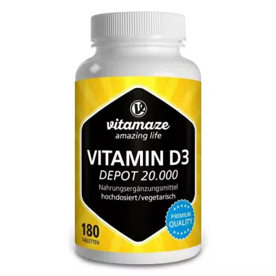 Vitamaze Vitamin D3 Depot 20 000 iU suuri annos (180 kpl)