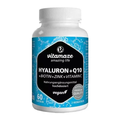 Hyaluronihappo 200 mg suuri annos + koentsyymi Q10 vegaaniset kapselit, 60 kpl