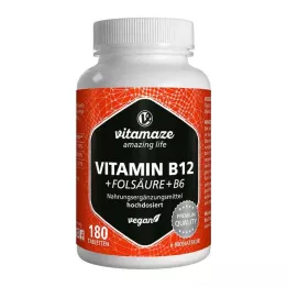 VITAMIN B12 1000 µg suurannos +B9+B6 vegaanitabletit, 180 kpl