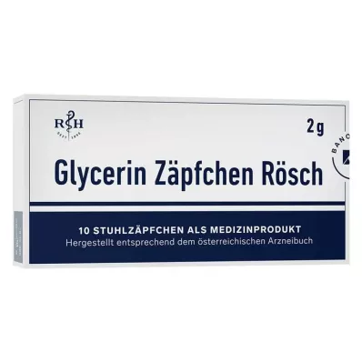 Glyseriiniperäiset peräpuikot Rösch 2 g ummetusta vastaan, 10 kpl Glyseriiniperäiset peräpuikot Rösch 2 g ummetusta vastaan, 10 kpl