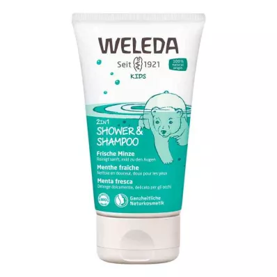 WELEDA Kids 2in1 Shower & Shampoo raikas minttu, 150 ml WELEDA Kids 2in1 Shower & Shampoo raikas minttu, 150 ml