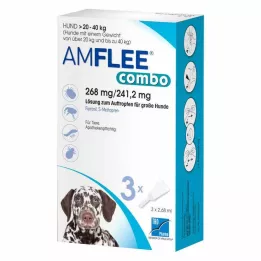 AMFLEE combo 268/241,2mg oraaliliuos koirille 20-40kg, 3 kpl