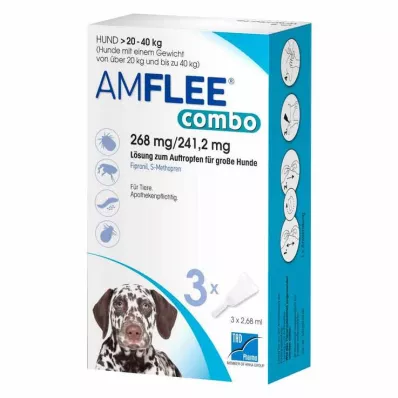 AMFLEE combo 268/241,2mg oraaliliuos koirille 20-40kg, 3 kpl