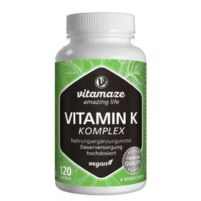 VITAMIN K1+K2-kompleksi korkea-annoksiset vegaaniset kapselit, 120 kpl