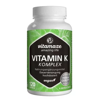 VITAMIN K1+K2-kompleksi korkea-annoksiset vegaaniset kapselit, 120 kpl VITAMIN K1+K2-kompleksi korkea-annoksiset vegaaniset kapselit, 120 kpl
