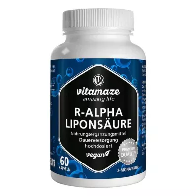 R-ALPHA-LIPONSÄURE 200 mg korkea-annoksiset vegaaniset kapselit, 60 kpl