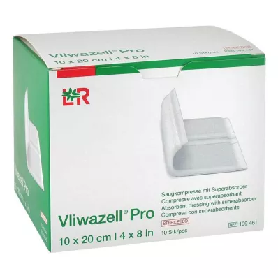 Vliwazell Pro superabsorb.compress steriili 10x20 cm, 10 kpl