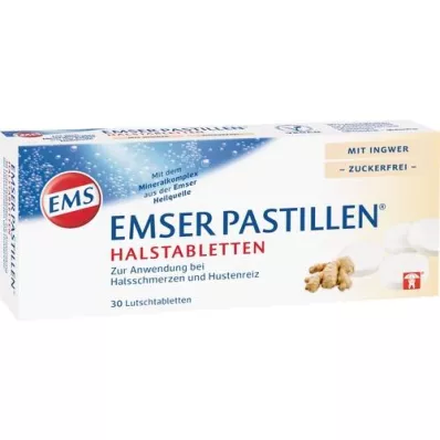 EMSER Pastillit kurkkutabletit inkiväärillä sokeriton, 30 kpl