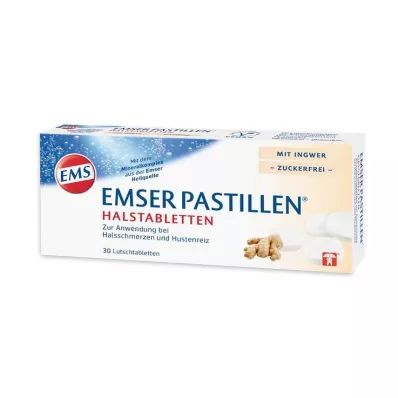 Emser pastillit kurkkutabletit inkiväärillä sokerittomat, 30 kpl