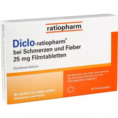 DICLO-RATIOPHARM kipuun ja kuumeeseen 25 mg FTA, 20 kpl