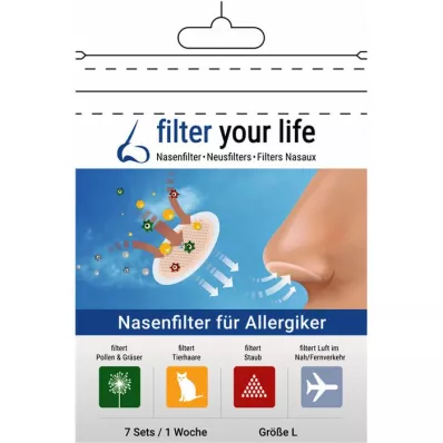 FILTER YOUR LIFE Nenäsuodatin allergikoille koko L, 7X2 kpl