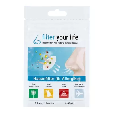 FILTER YOUR LIFE Nenäsuodatin allergikoille koko M, 7X2 kpl