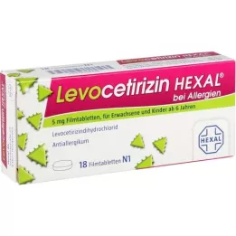 LEVOCETIRIZIN HEXAL allergioita varten 5 mg kalvopäällysteiset tabletit, 18 kpl