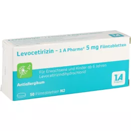 LEVOCETIRIZIN-1A Pharma 5 mg kalvopäällysteiset tabletit, 50 kpl