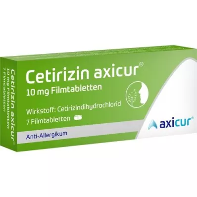 CETIRIZIN axicur 10 mg kalvopäällysteiset tabletit, 7 kpl