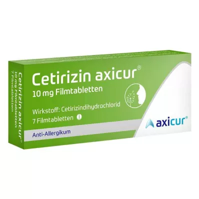 Cetirizin axicur® 10 mg kalvopäällysteiset tabletit, 7 kpl Cetirizin axicur® 10 mg kalvopäällysteiset tabletit, 7 kpl