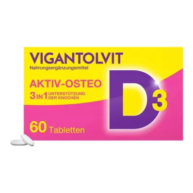 Vigantolvit Vitamin D3 K2 Kalsiumkalvopäällysteiset tabletit, 60 kpl Vigantolvit Vitamin D3 K2 Kalsiumkalvopäällysteiset tabletit, 60 kpl